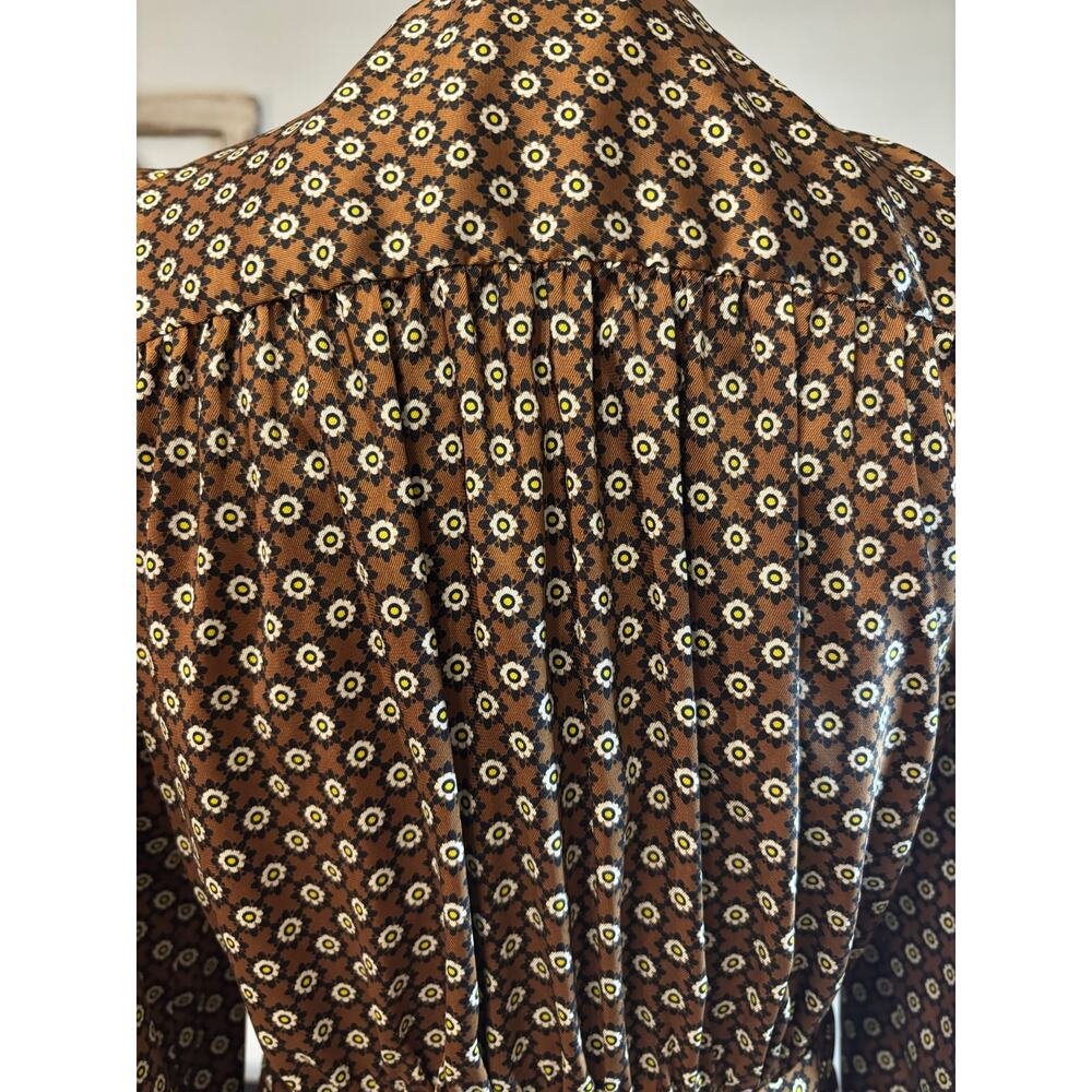 SANDRO JANINE PARIS Floral-Print Wrap-Front Midi Dress Marron US Sz 8 - Picture 9 of 14